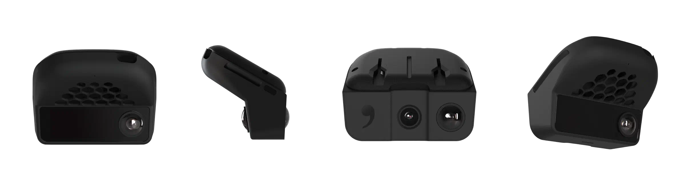 Front, side, and rear views of the comma four